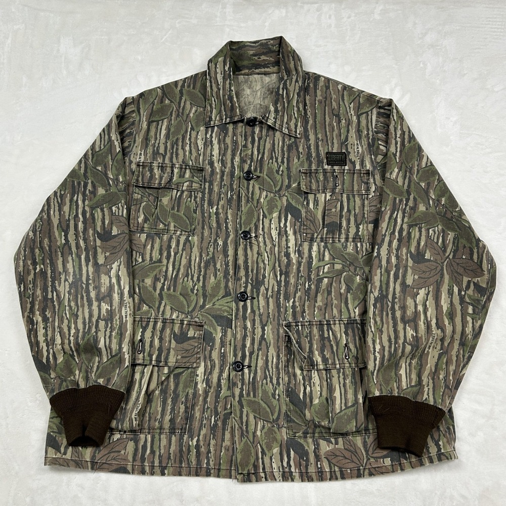Liberty Hunting Jacket Mens XL Green Realtree Camo Button Front Field Coat USA